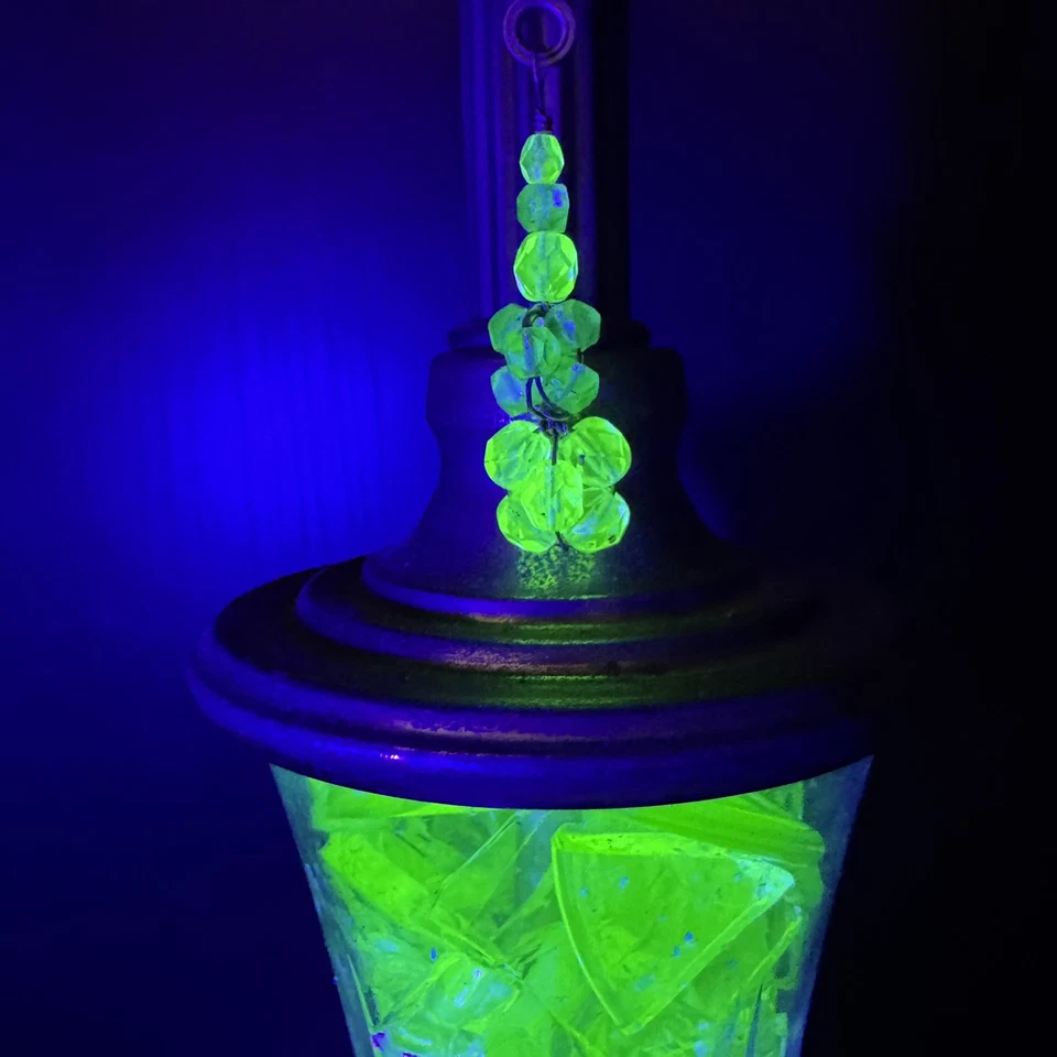 Uranium Glass Table Lamp Custom Build Vintage Art Deco Hollywood Style - Image 3 of 4