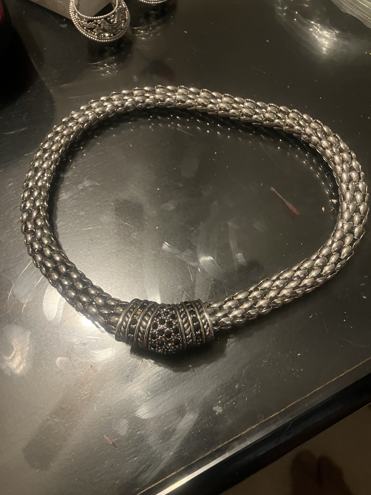 Sterling Silver Popcorn Chain Statement Necklace … - image 1