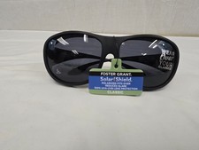 Foster Grant Solar Shield Polarized Sunglasses Over Glasses Wrap Black SZ 7