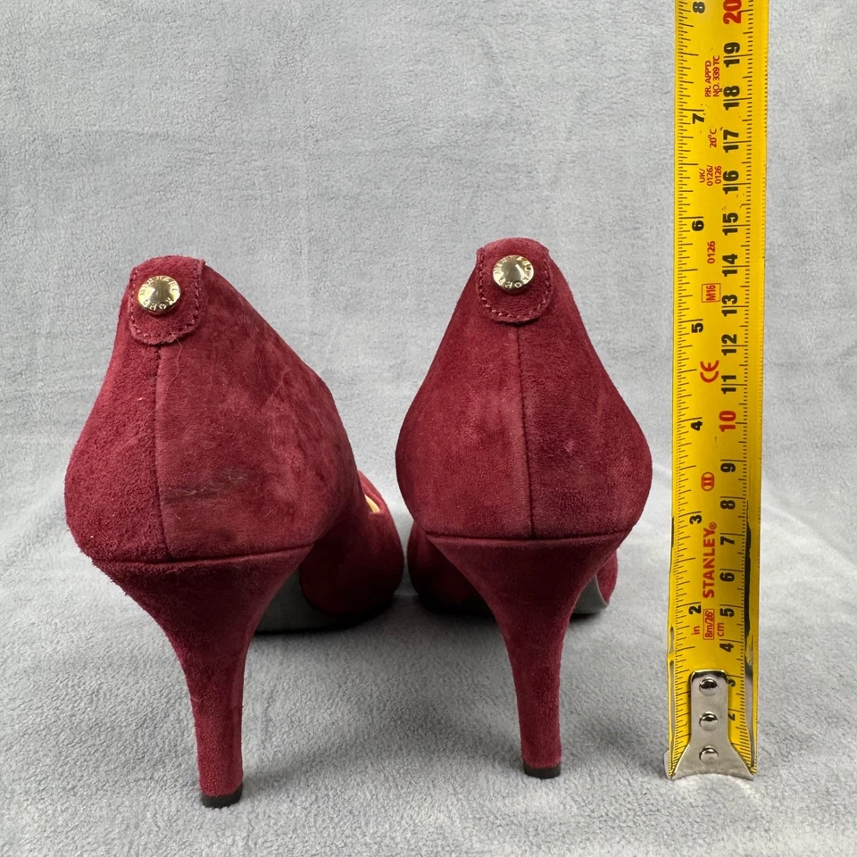 Zapatos de tacón de aguja Michael Kors de gamuza con punta borgoña para mujer talla 9M Foto 3 de 4