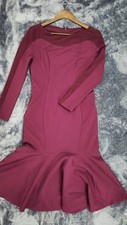 Zara Burgandy Lace Insert Flared Midi Dress NEW Size M