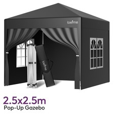 LOFEME 2.5x2.5 m Gazebo Pop up Marquee Oxford Camping Tent Canopy With Sides NEU