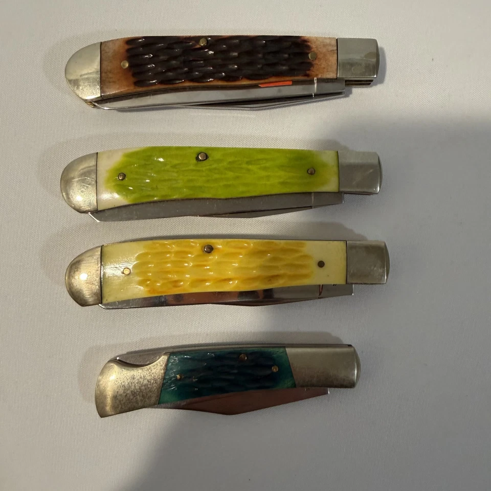 Lote de 4 Cuchillos de Bolsillo Guerrero Acero Juego de Dos Hojas y Una Hoja Plegable Foto 2 de 4