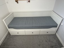 IKEA Hemnes White Single Bed Frame with Drawers And Matreses