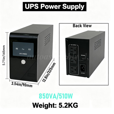 Backup UPS Power Supply Energy-save Ecological Battery with 850VA/510W 3 Outlets