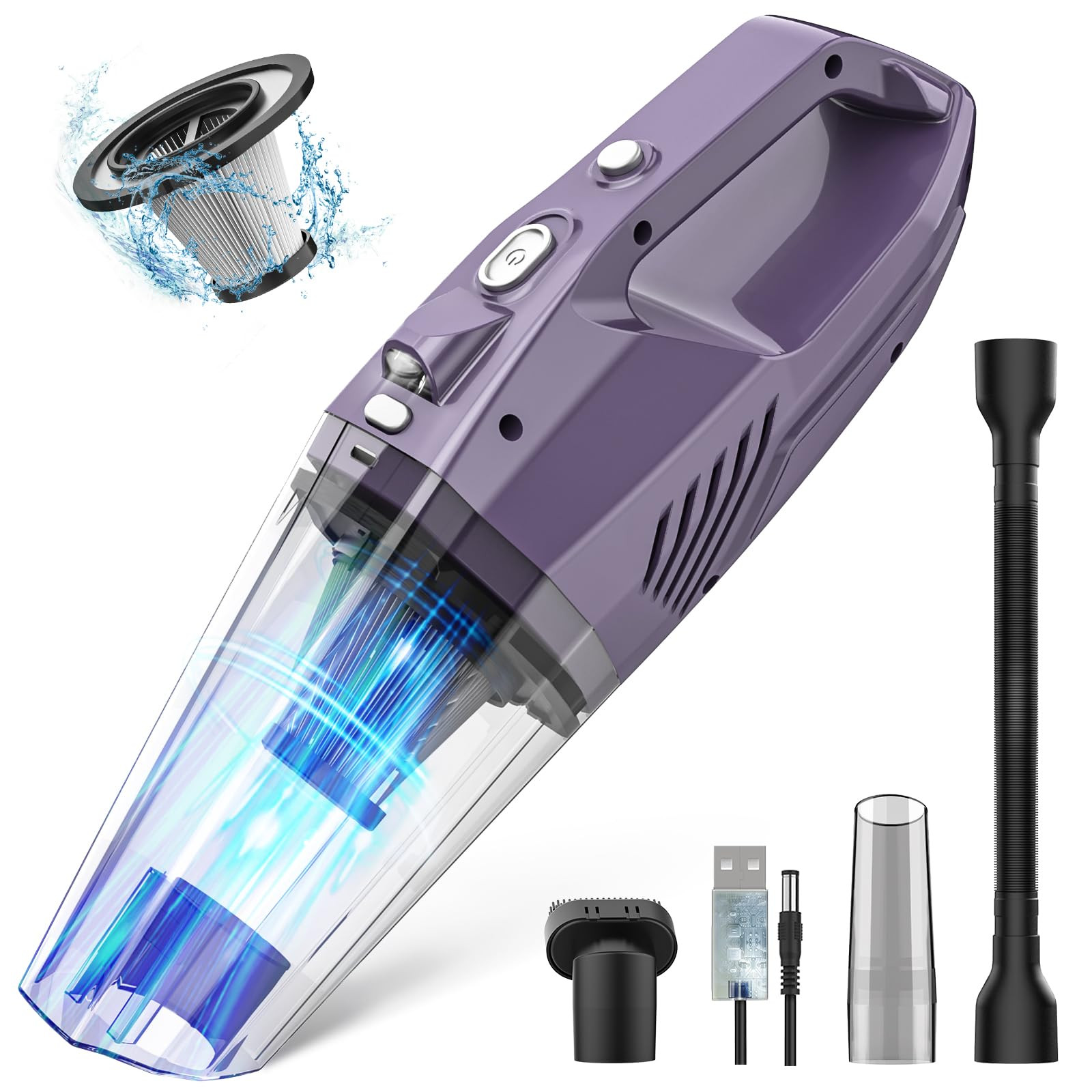 Handheld Vacuum Cordless,Car Hand Vacuum Cordless Rechargeable with Multi Acc...-image