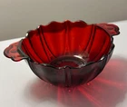 Vintage Anchor Hocking Glassware Royal Ruby Red Oyster Pearl Glass Bowl Handles