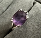 Vintage C^A Sterling Silver Cushion Amethyst Ring Sz 7.5