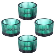 4 Pcs Tea Light Candle Holder Glass Candle Holders Dark Blue