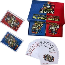 2 decks. The Tilted Joker 100% plastic premium playing poker cards