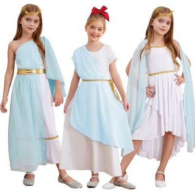 greek princess dress up US Girls Ancient Nobility Dress Up Greek Princess Tulle Dress Toga Leaf  Garland