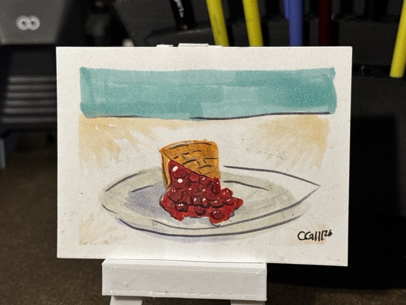 Charlie Gill "Slice of Pie - Cherry" Original Signed Ink Drawing on Paper, 2026