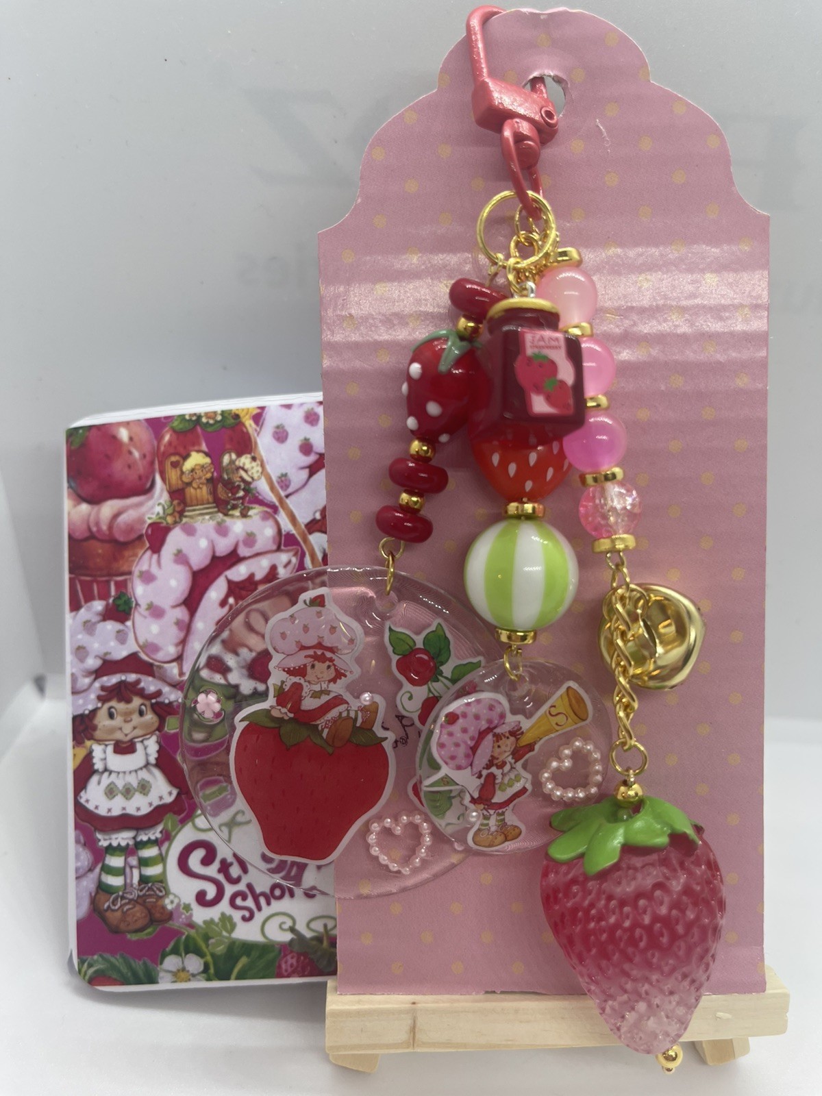 Custom Strawberry Shortcake Handmade Acrylic Bag Charm – Commissioned Work
