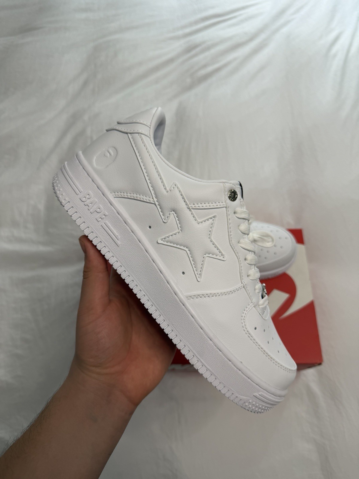 A Bathing Ape Bapesta Triple White Bath Mat Size 9.5