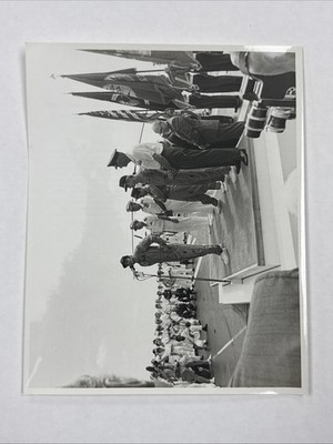 NASA Apollo 17 Evans on USS Ticonderoga Giving Speech Press Photo B/W