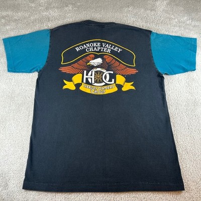 Vintage Harley Davidson Roanoke Valley Chapter HOG Eagle T-Shirt Black Men's L