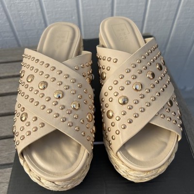 SHUSHOP Women's Kaia Platform Sandals Beige New Size 7