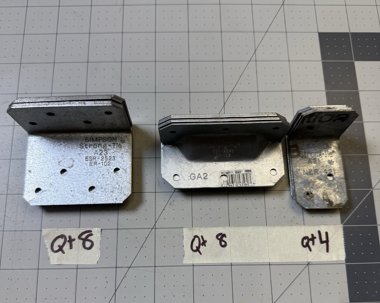 Simpson Strong-Tie Angle Bracket Lot A23 GA2 A21 Galvanized Framing Connectors