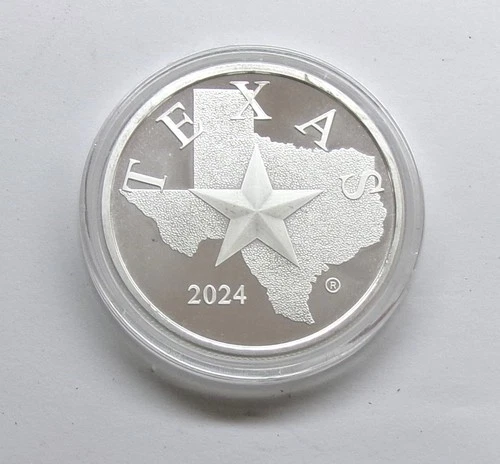 2024 State of Texas  "STEER WRESTLING"  1 Oz .999 Silver Proof Round