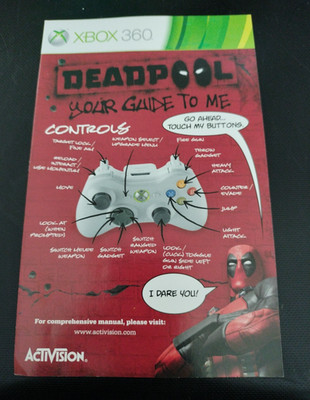 Deadpool Manual Book - Xbox 360 - Authentic Manual Only!
