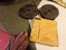 3V- 3 vintage 16 mm  homemade films- 3 1/2"- case marked 1950 Alaska