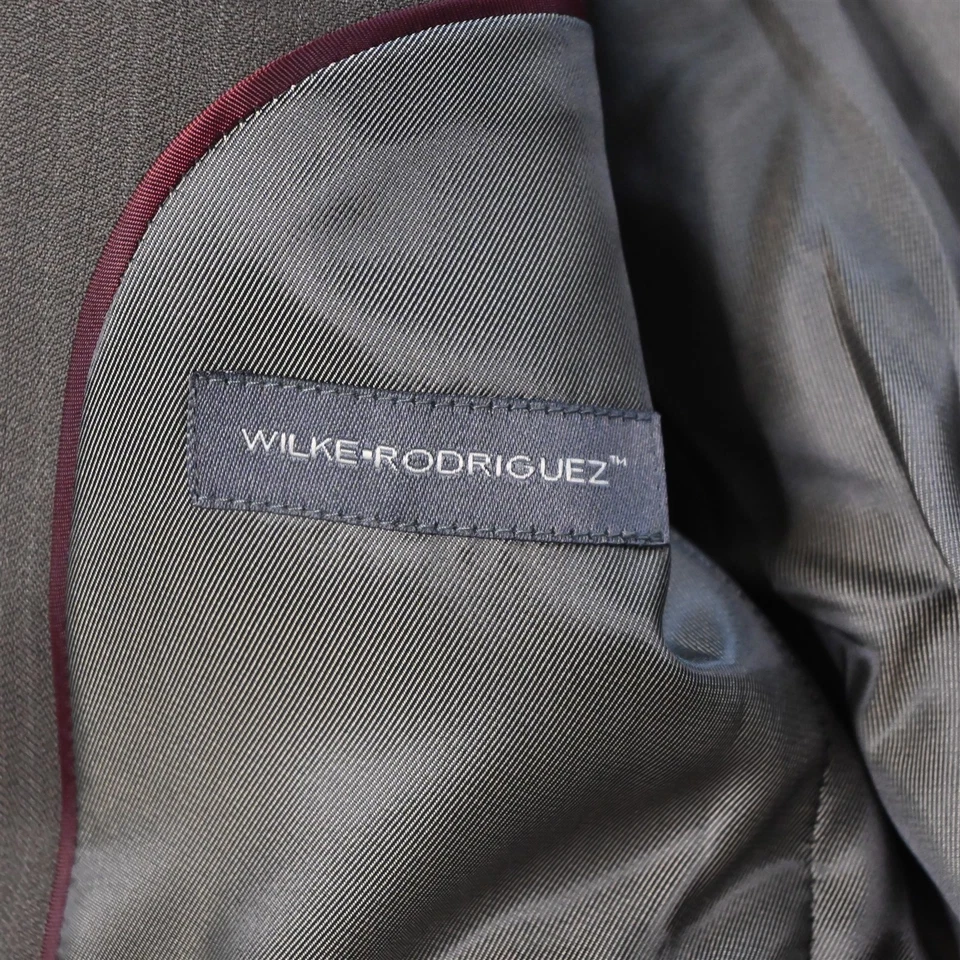 Wilke Rodriguez 37R 30x29 Verde Marrón Rayas Lana Hombre Chaqueta Pantalones Traje Foto 4 de 4