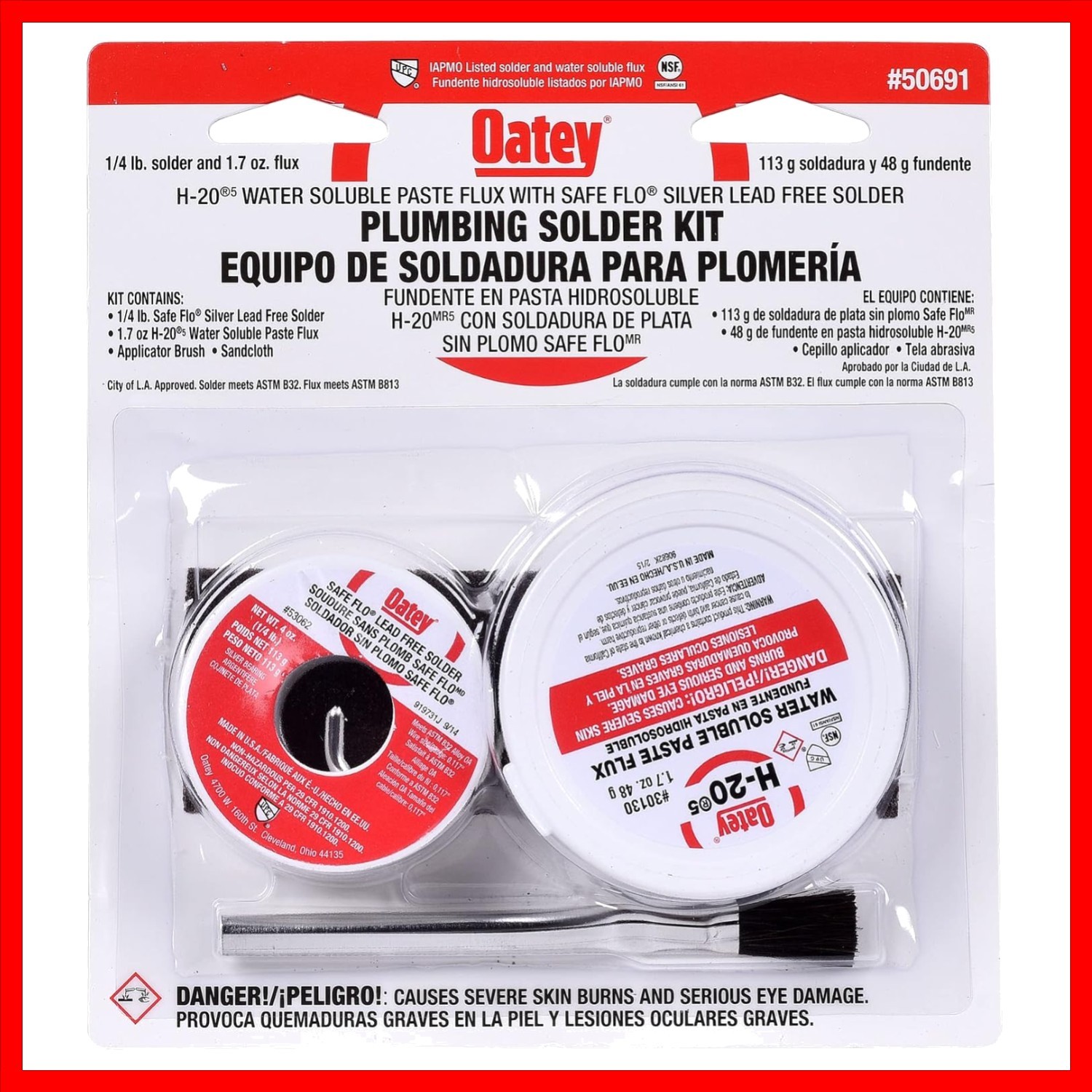 1/4 lb Oatey Lead-Free Solder Kit with 1.7 oz Flux - Perfect for Potable Water