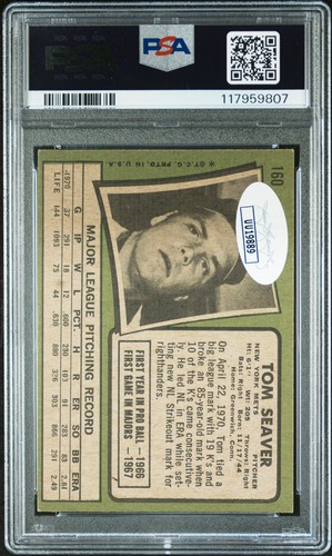 1971 Topps Tom Seaver #160 PSA A Auto 8 - Picture 2 of 2