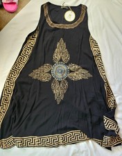 NWT Eya Collection Womens Black & Gold Design Sleeveless Lightweight Dress O/S