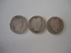 Lot of 3 Barber Silver Quarters- 1908 O, 1915 D and 1892- Circulated/ Ungraded