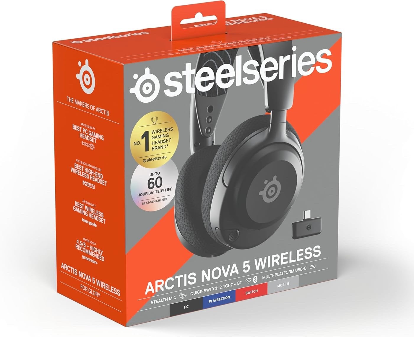 SteelSeries Arctis Nova 5 Wireless Gaming Headset - Black, 60 Hour Battery Life