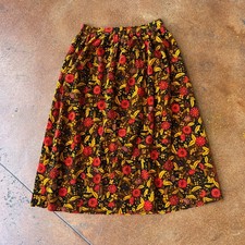 Vintage Handmade Velvet Floral Print Midi Skirt