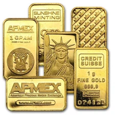 1 gram Gold Bar - Secondary Market .9999 Fine Gold - Design Varies