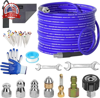#ad #ad 100FT Sewer Jetter Kit Pressure Washer Drain Cleaner Hose 5800PSI Rotating Nozzl $101.28