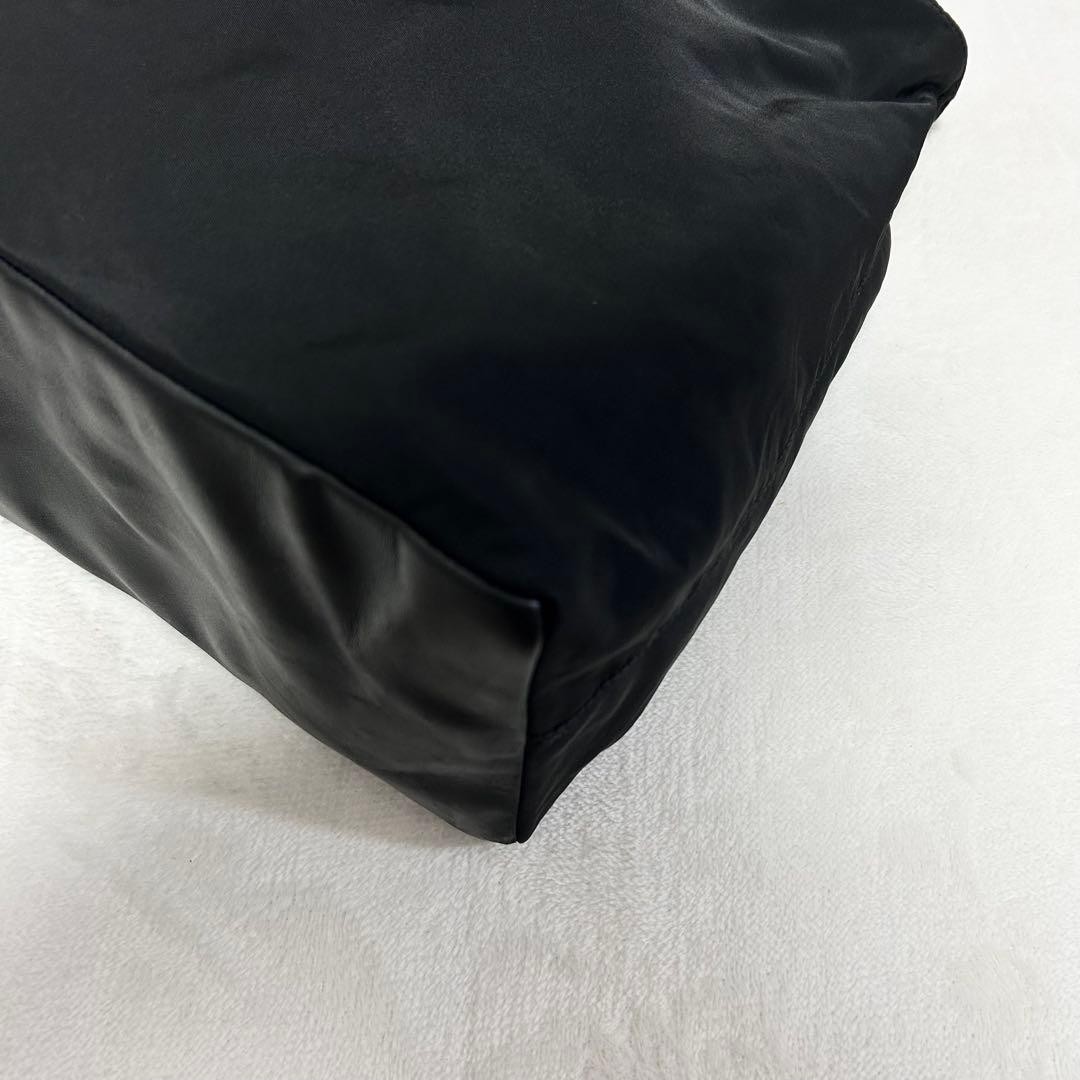 PRADA Leather Nylon Tote Bag Black Metal Handle Authentic Women's Fashion thumbnail 10