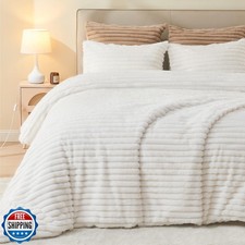 EMME Fluffy Faux Fur Duvet Cover King Size, 3 Pieces Ultra Soft C
