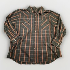 High Noon Western Shirt Plaid Pearl Snap Long Sleeve Men's Sz 3XL Black/Red A5