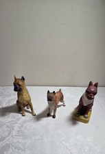 Mixed lot of Boxer dogs Set Of 3 vtg. Painted one is from 1939 see pics.