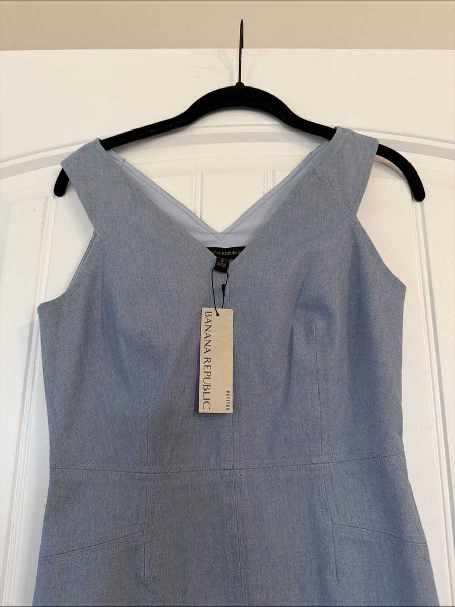 Banana Republic Blue Sleeveless Sheath Dress Women's Size 2P | eBay