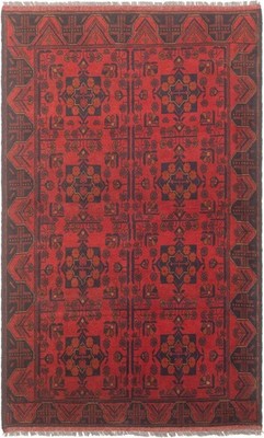 Traditional Dark Red Hand-knotted Oriental Carpet 3'10'' x 6'4'' Wool Area Rug