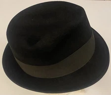 1960’s Vintage HALE Men’s Jet Black Narrow 1.75” Brim Fedora Hat Sz 7 1/4 VGC