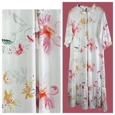 New Noracora House Maxi Midi Dress XXL 2X 20 Floral Garden White Pink  Tiered #4 | eBay