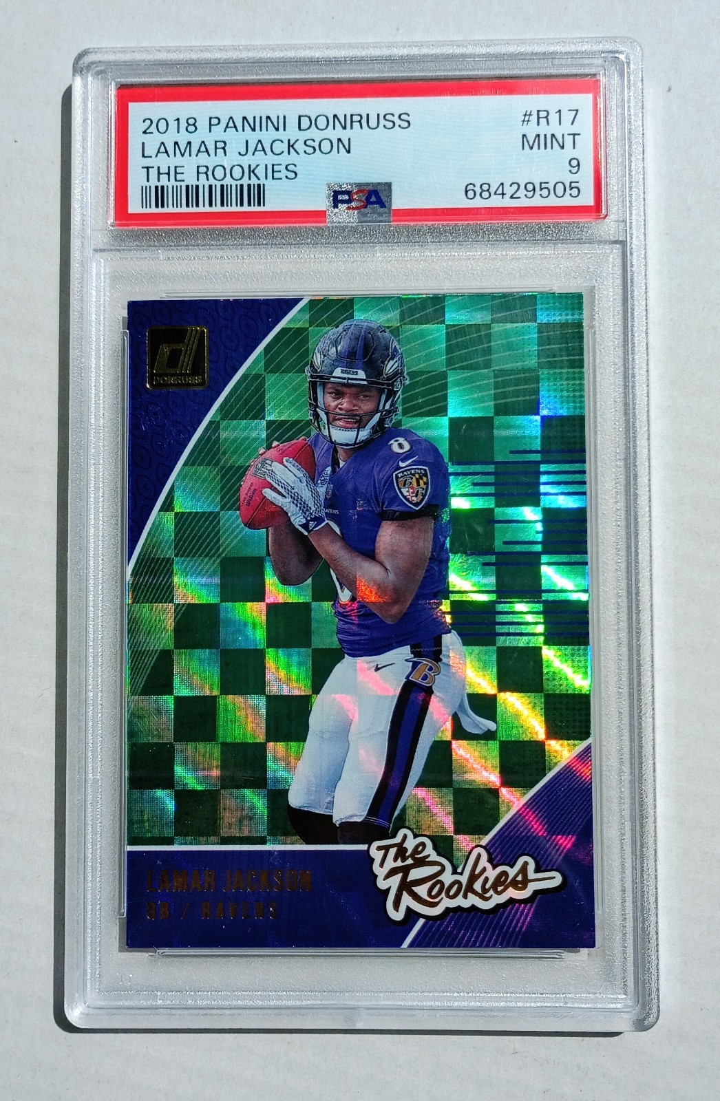 2018 PANINI DONRUSS LAMAR JACKSON THE ROOKIES PSA 9 #R-17 BALTIMORE RAVENS view 3