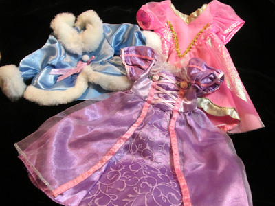 Disney Playmates Princess Doll Dresses Lot 3 Cinderella Rapunzel Aurora Fit 15in