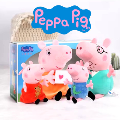 Peppa Pig Plüschtier Set 4 Teilig Mama Papa Wutz Weihnachten Geschenk Kinder Süß
