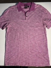 BOSS Hugo Boss Polo Shirt Men s Medium Regular Fit Pink Striped Short Sleeve