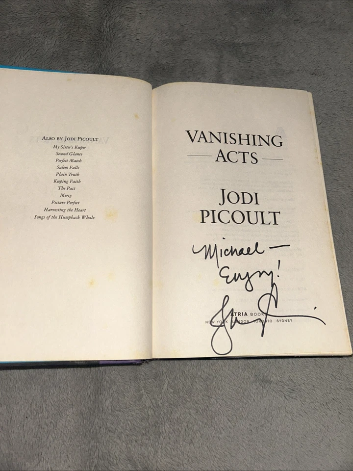 VANISHING ACTS Jodi Picoult SIGNED 1st Edition First Printing HC/DJ To Michael Foto 3 de 4
