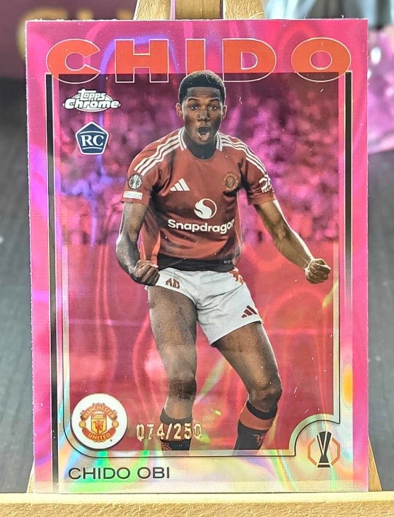Chido Obi 2024-25 Topps Chrome UCC Pink Lava Refractor 074/250 RC #14