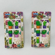 Fancy Cactus Eraser Rubber Plant Flower Garden Kid Student School Nature Bundle