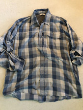 Wrangler Shirt Men's Large Blue/Gray Plaid Outdoor Casual Button Up